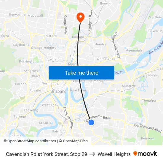 Cavendish Rd at York Street, Stop 29 to Wavell Heights map