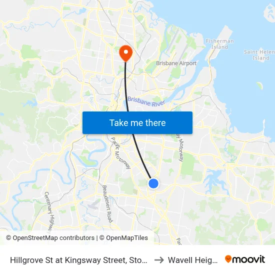 Hillgrove St at Kingsway Street, Stop 41 to Wavell Heights map