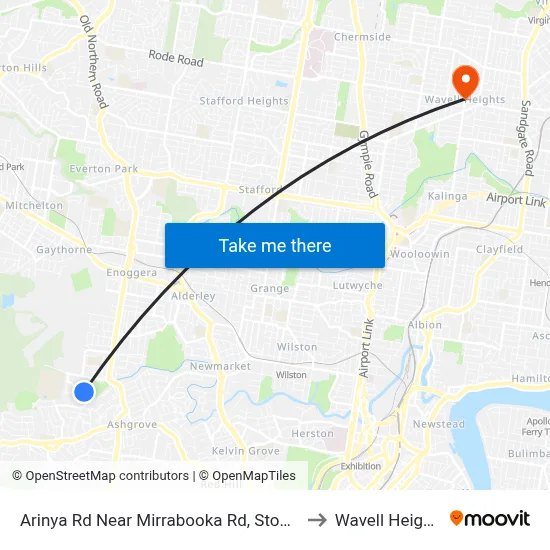 Arinya Rd Near Mirrabooka Rd, Stop 39 to Wavell Heights map