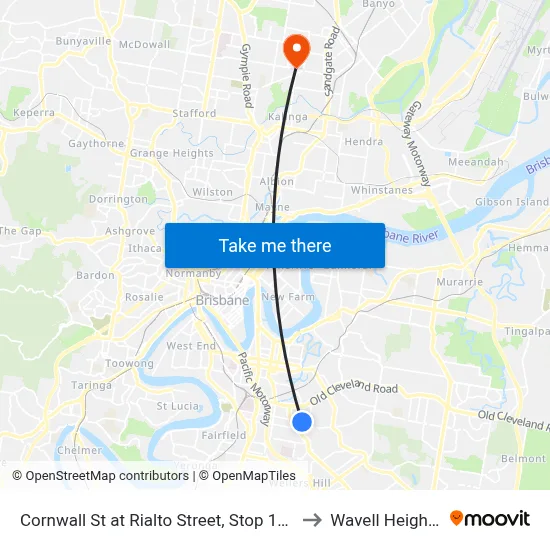 Cornwall St at Rialto Street, Stop 19a to Wavell Heights map