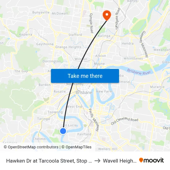 Hawken Dr at Tarcoola Street, Stop 27 to Wavell Heights map