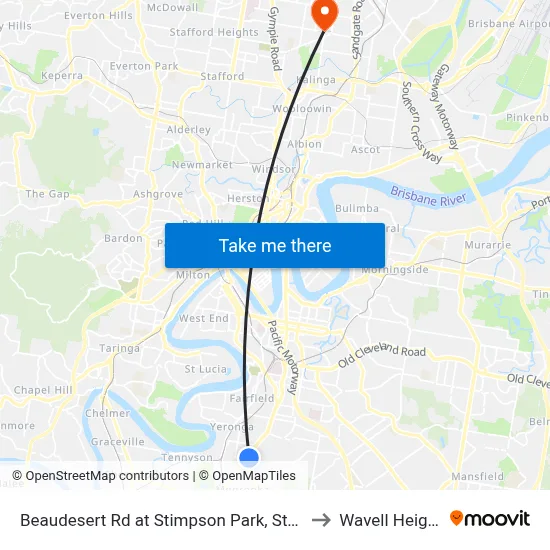Beaudesert Rd at Stimpson Park, Stop 29 to Wavell Heights map