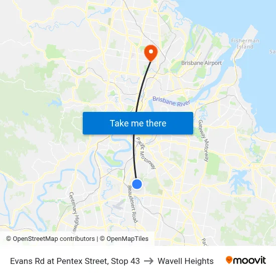 Evans Rd at Pentex Street, Stop 43 to Wavell Heights map