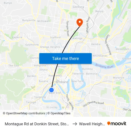 Montague Rd at Donkin Street, Stop 7 to Wavell Heights map