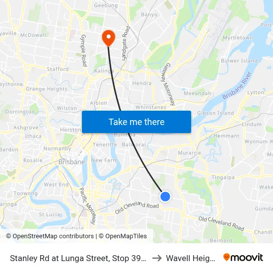 Stanley Rd at Lunga Street, Stop 39/40 to Wavell Heights map