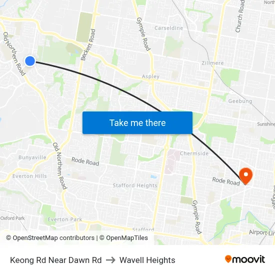 Keong Rd Near Dawn Rd to Wavell Heights map