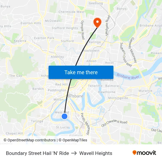 Boundary Street Hail 'N' Ride to Wavell Heights map