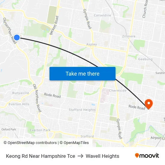 Keong Rd Near Hampshire Tce to Wavell Heights map