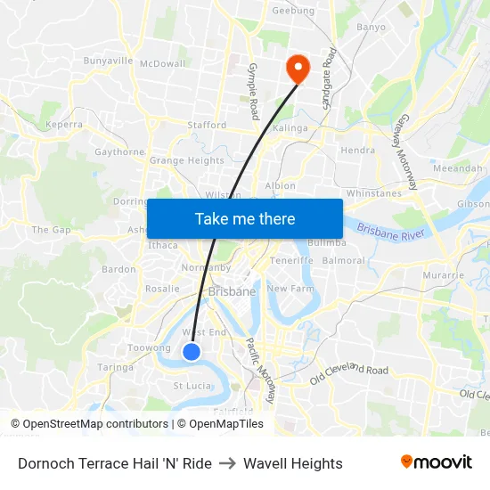 Dornoch Terrace Hail 'N' Ride to Wavell Heights map