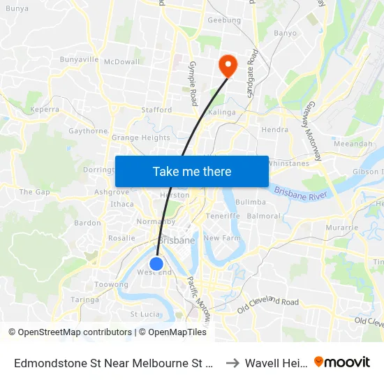 Edmondstone St Near Melbourne St Hail 'N' Ride to Wavell Heights map