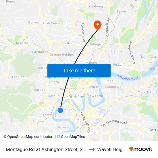 Montague Rd at Ashington Street, Stop 9 to Wavell Heights map