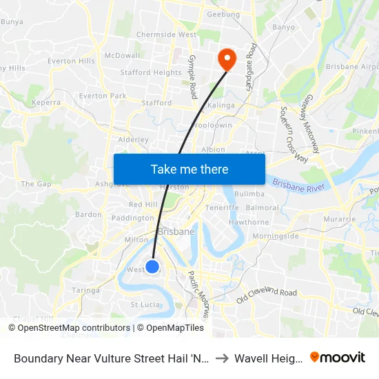 Boundary Near Vulture Street Hail 'N' Ride to Wavell Heights map