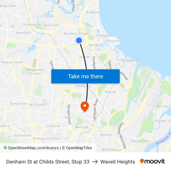Denham St at Childs Street, Stop 33 to Wavell Heights map