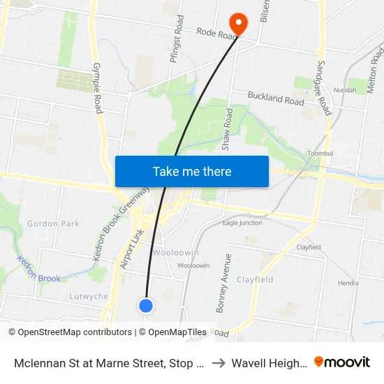 Mclennan St at Marne Street, Stop 17 to Wavell Heights map
