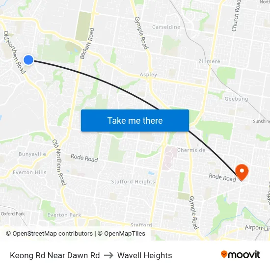 Keong Rd Near Dawn Rd to Wavell Heights map