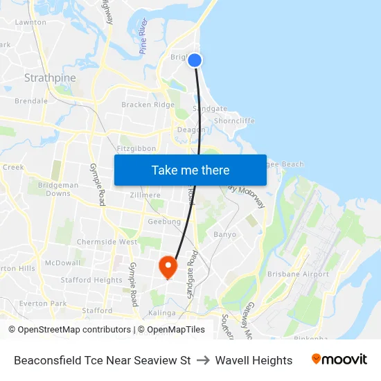 Beaconsfield Tce Near Seaview St to Wavell Heights map