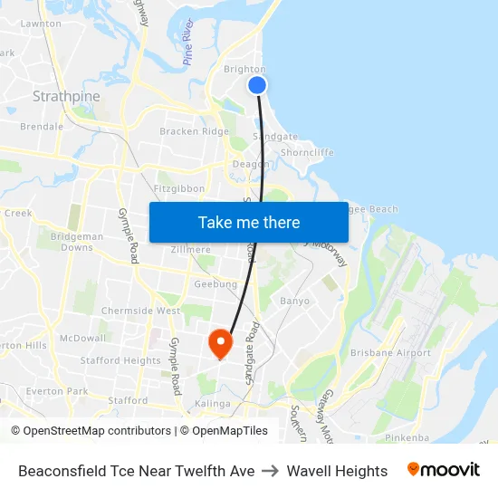 Beaconsfield Tce Near Twelfth Ave to Wavell Heights map