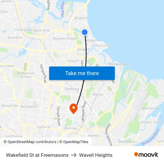 Wakefield St at Freemasons to Wavell Heights map