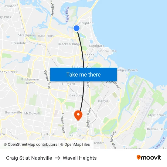 Craig St at Nashville to Wavell Heights map