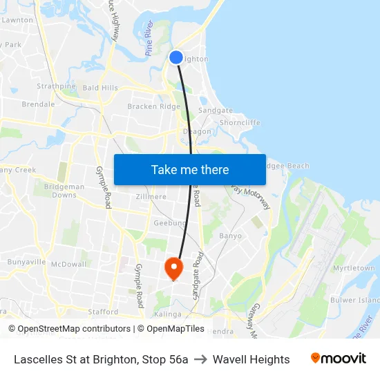 Lascelles St at Brighton, Stop 56a to Wavell Heights map