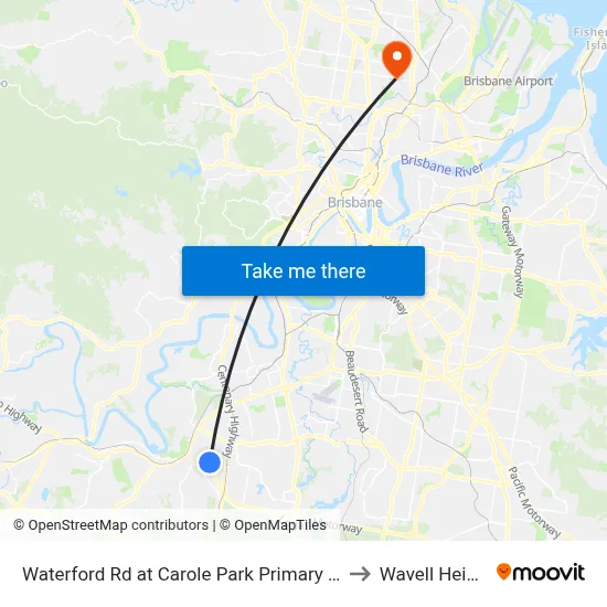 Waterford Rd at Carole Park Primary School to Wavell Heights map