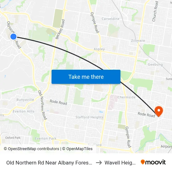 Old Northern Rd Near Albany Forest Dr to Wavell Heights map