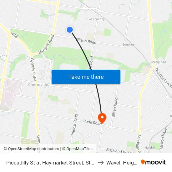 Piccadilly St at Haymarket Street, Stop 48 to Wavell Heights map