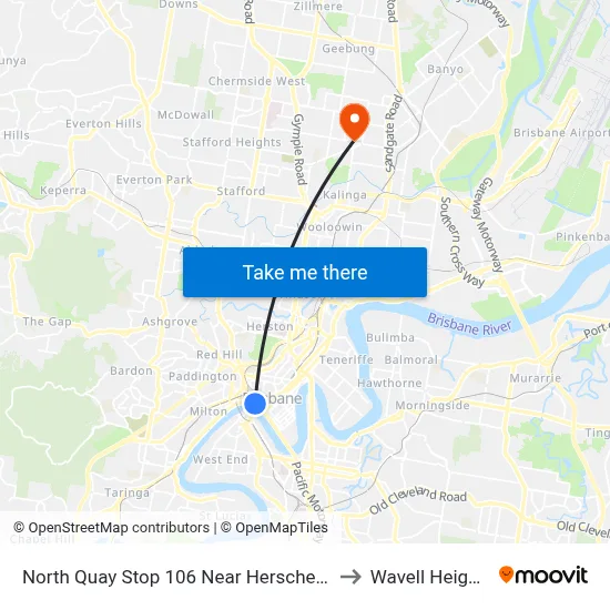North Quay Stop 106 Near Herschel St to Wavell Heights map