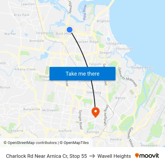 Charlock Rd Near Arnica Cr, Stop 55 to Wavell Heights map