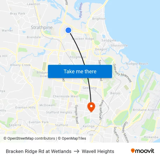 Bracken Ridge Rd at Wetlands to Wavell Heights map