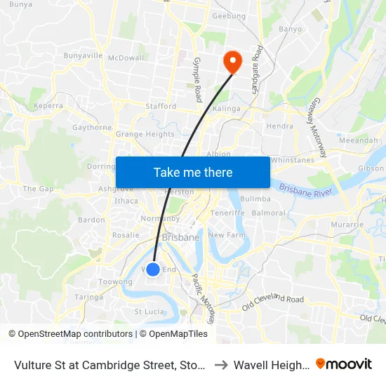 Vulture St at Cambridge Street, Stop 8 to Wavell Heights map