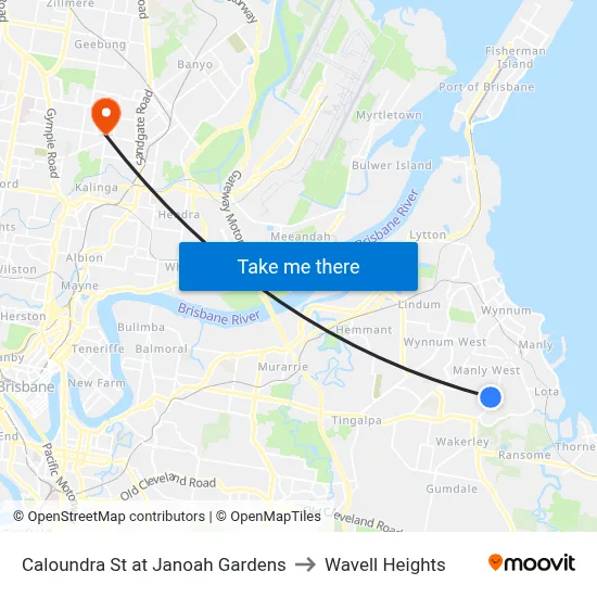 Caloundra St at Janoah Gardens to Wavell Heights map