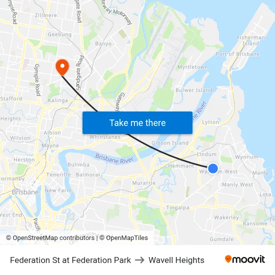 Federation St at Federation Park to Wavell Heights map