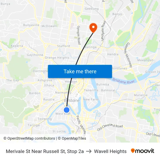 Merivale St Near Russell St, Stop 2a to Wavell Heights map