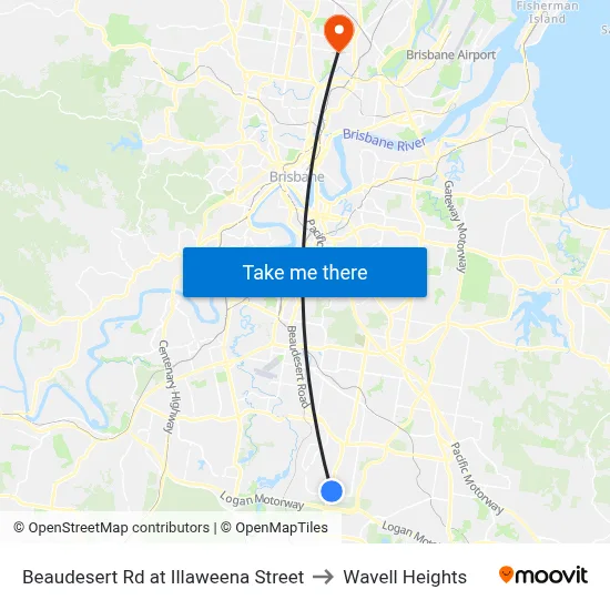 Beaudesert Rd at Illaweena Street to Wavell Heights map