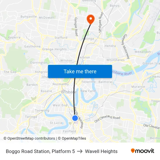 Boggo Road Station, Platform 5 to Wavell Heights map