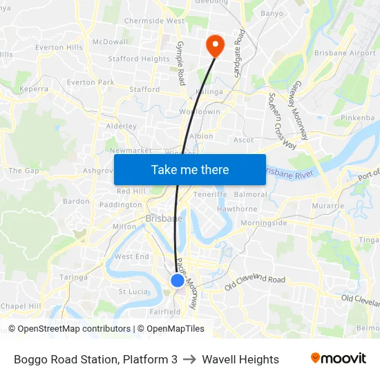 Boggo Road Station, Platform 3 to Wavell Heights map