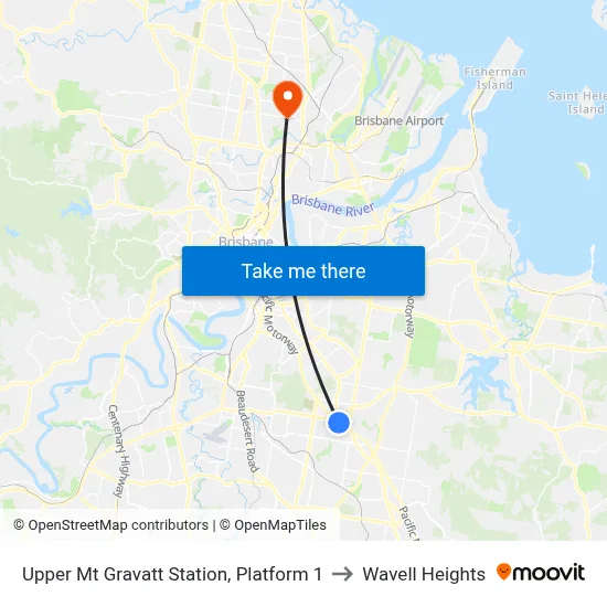 Upper Mt Gravatt Station, Platform 1 to Wavell Heights map