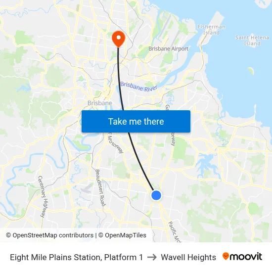 Eight Mile Plains Station, Platform 1 to Wavell Heights map