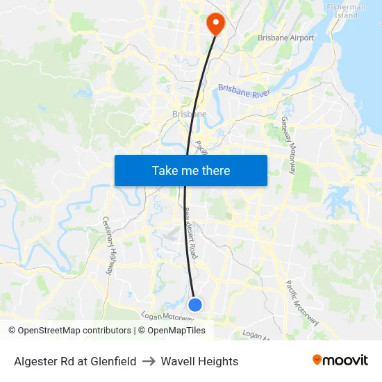 Algester Rd at Glenfield to Wavell Heights map