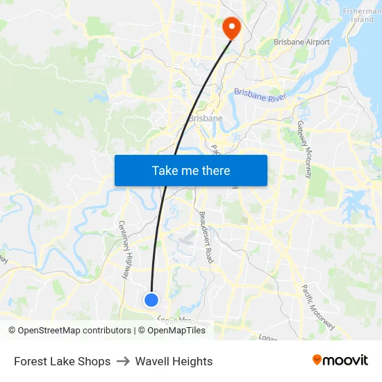 Forest Lake Shops to Wavell Heights map