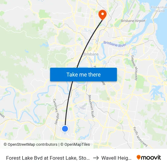 Forest Lake Bvd at Forest Lake, Stop B to Wavell Heights map