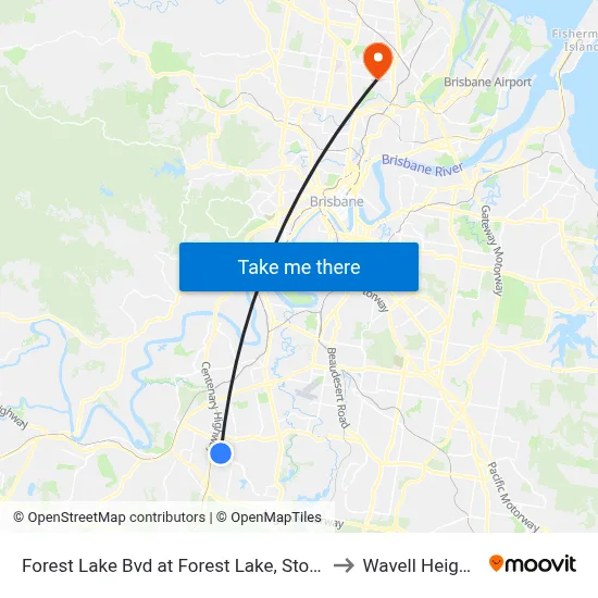 Forest Lake Bvd at Forest Lake, Stop E to Wavell Heights map