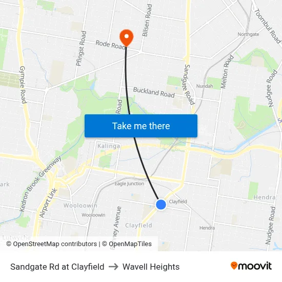 Sandgate Rd at Clayfield to Wavell Heights map