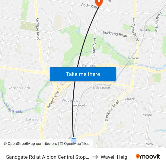 Sandgate Rd at Albion Central Stop 19 to Wavell Heights map