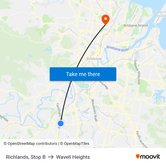 Richlands, Stop B to Wavell Heights map