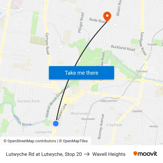 Lutwyche Rd at Lutwyche, Stop 20 to Wavell Heights map