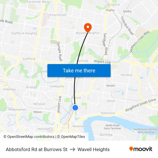 Abbotsford Rd at Burrows St to Wavell Heights map