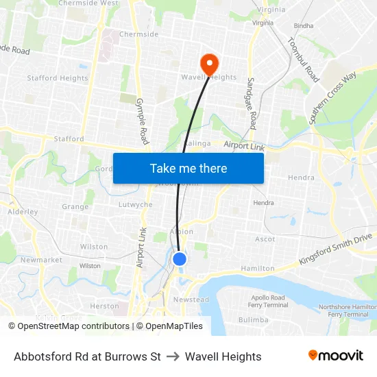Abbotsford Rd at Burrows St to Wavell Heights map