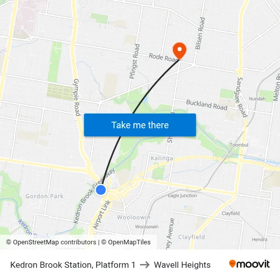Kedron Brook Station, Platform 1 to Wavell Heights map